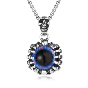 Vintage Gothic Evil Eye Skull Claw Pendant Stainless Steel Punk Mystery Eye Necklace Pendant Only For Men Women Jewelry