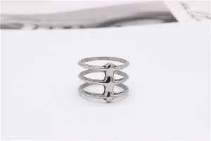Detail of three-layer hollow titanium steel ring with unique vertical spine bridge design