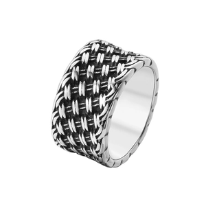 Retro Titanium Steel Woven Knot Ring For Men Individual Vintage Industrial Style Biker Band Ring Hip Hop Jewelry Accessory