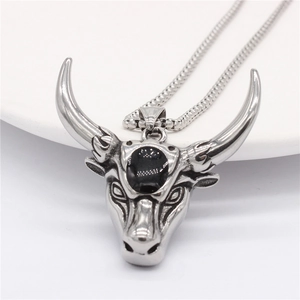 Retro Titanium Steel Bull Ram Head Pendant For Men Gothic Punk Rock Style Animal Skull Pendant Only Without Chain