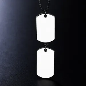 Minimalistische Hip-Hop-Doppelanhänger-Halskette mit schwarzer Perlenkette und Dog Tags