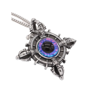 Retro Titanium Steel Pendant Without Chain Cross Vajra Wheel Design With Evil Eye Tiger Eye Stone Gothic Punk Men Jewelry