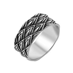 Retro Dragon Scale Pattern Titanium Steel Ring For Men Personalized Gothic Punk Style Distressed Silver Finger Ring Jewelry