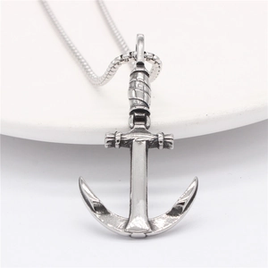 Vintage Titanium Steel Anchor Pendant For Men Nautical Style Retro Oxidized Silver Finish Rope Detail Jewelry Accessory