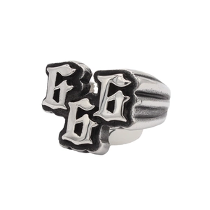 Men Vintage Gothic 666 Titanium Steel Ring Punk Rock Distressed Band Ring For Men Retro Hip Hop Streetwear Jewelry