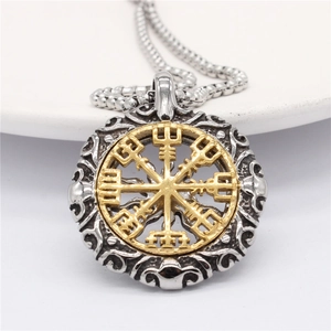Collier avec pendentif boussole Viking Vegvisir vintage en acier inoxydable pour homme