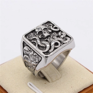 Bague gothique pour homme avec crâne et tentacules de poulpe en acier inoxydable vintage