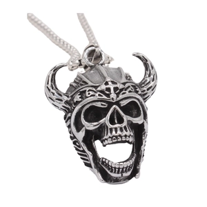 Vintage Viking Skull Pendant Necklace For Men Titanium Steel Gothic Punk Ox Horn Bull Head Skull Pendant Retro Jewelry