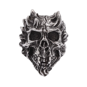 Vintage Punk Gothic Skull Head Ring For Men Retro Distressed Titanium Steel Devil Skeleton Biker Band Ring Jewelry Gift