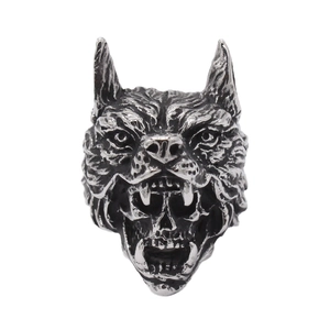Vintage Wolf Head Skull Titanium Steel Ring For Men Gothic Punk Biker Antique Finish Statement Jewelry Band Ring