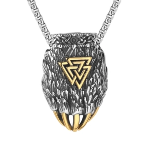 Wikinger Bärenkralle Anhänger Halskette Herren Titanstahl Valknut Symbol Gothic Antik Schmuck Retro Stil Halsketten Für Männer