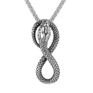 Retro Titanium Steel Snake Pendant Necklace For Men Personalized Ouroboros Infinity Symbol Snake Jewelry No Chain Included