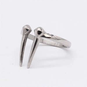 Retro punk titanium steel spiked ring with gothic pointed studs in silver finish