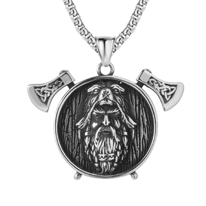 Nordic Viking Axe Warrior Pendant Necklace For Men Antique Stainless Steel Distressed Berserker Relieve Retro Jewelry Gift