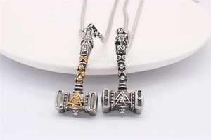 Détails des pendentifs marteau de Thor Mjolnir avec symboles nordiques Valknut vintage