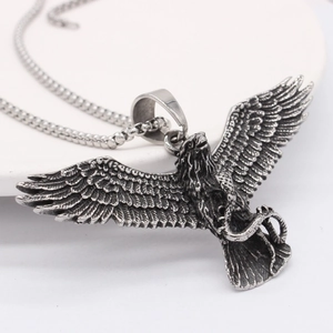Vintage eagle and snake titanium steel pendant necklace with classic box chain