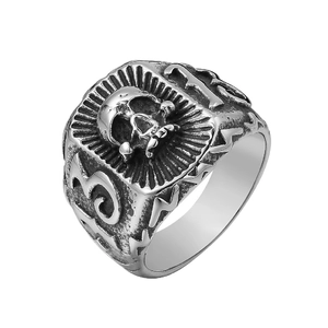 Vintage Punk Skeleton Head Number 13 Ring For Men Titanium Steel Gothic Biker Jewelry Band Ring Gift Rock Accessories