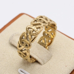 Vintage Celtic Knot hollowed-out ring for men in gold-plated stainless steel finish