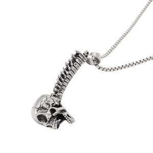 Retro Gothic Skull Spine Pendant For Men Titanium Steel Skeleton Bone Pendant Only Without Chain Antique Silver Punk Jewelry