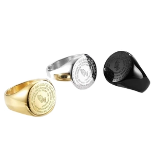 Vintage Stainless Steel Signet Ring For Men Women Engraved Praying Hands Serenity Prayer Religious Band Ring Jewelry Gift