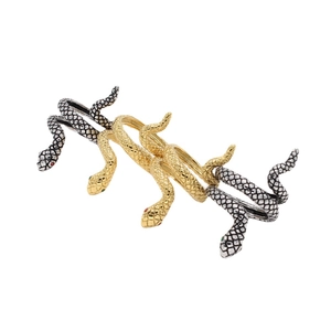 Vintage Stainless Steel Snake Ring For Men Gothic Animal Coil Ring With Rhinestone Eyes Gold Silver Color Fashion Jewelry