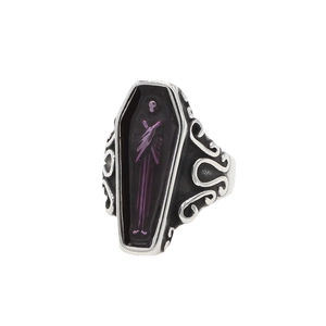 Gothic punk mummy coffin ring for men made of vintage silver stainless steel