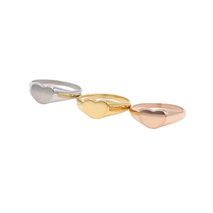 Minimalist Stainless Steel Heart Signet Ring For Women Polished Brushed Finish Gold Silver Rose Gold Titanium Steel Jewelry Gift