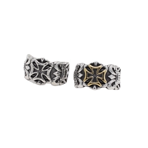 Retro punk gothic cross rings in silver and gold-tone finish with intricate carvings