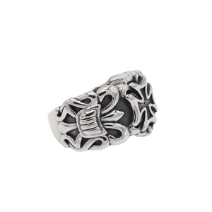 Vintage punk rock style stainless steel cross ring with gothic engraved patterns for men
