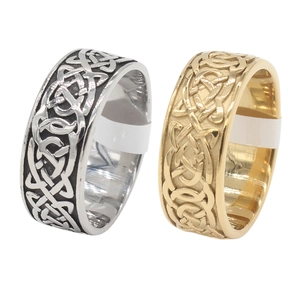 Nordic Viking Celtic Knot Ring For Men Retro Stainless Steel Totem Band Ring Personality Woven Texture Punk Jewelry Daily Accessory