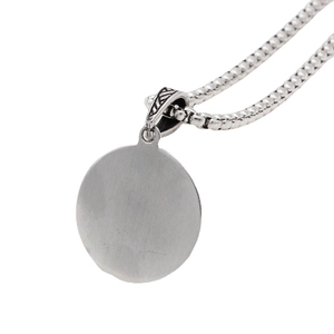 Polished silver Buddha stainless steel medallion necklace with durable box chain detail