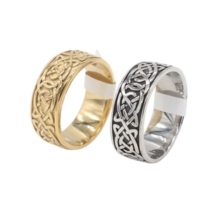 Vintage Celtic knot totem rings in gold and silver stainless steel for men
