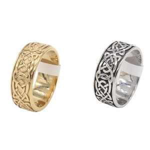 Retro Viking Celtic knot pattern rings in gold and silver finish for men