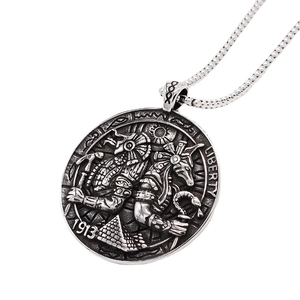 Retro Egyptian Pharaoh Anubis Stainless Steel Round Coin Pendant Necklace For Men Vintage Mythology Religious Jewelry Gift