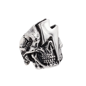 Vintage Punk Totenkopf Ring mit Blitz-Design aus Retro-Edelstahl für Herren