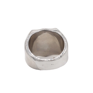 Men's vintage Route 66 wide band stainless steel ring in silver minimalist style