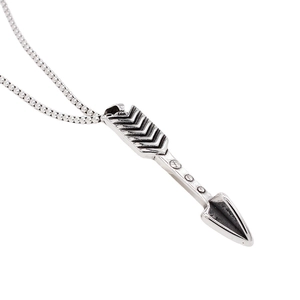 Collier avec pendentif flèche en argent vintage et chaîne à billes pour hommes et femmes