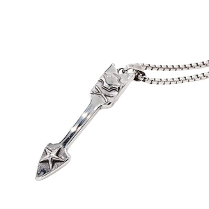 Collier pendentif flèche de Cupidon argent vintage hip hop avec gravure d'étoile unisexe