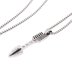 Collier pendentif pointe de flèche argentée rétro avec chaîne box pour hommes
