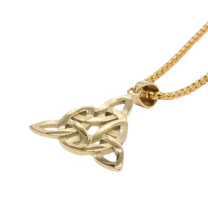 Collier avec pendentif nœud celtique triquetra doré et motif totem viking pour homme