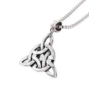 Collier vintage pour homme avec pendentif nœud celtique et chaîne box en acier