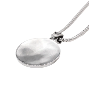 Vintage Viking wolf pendant necklace in silver stainless steel with polished round finish