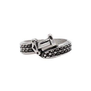 Vintage Punk Dagger Sword Titanium Steel Ring For Men Retro Industrial Belt Buckle Pattern Gothic Biker Jewelry Finger Ring