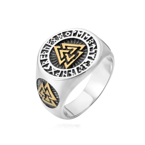 Vintage Viking Valknut Signet Ring For Men Nordic Runes Stainless Steel Band Ring Celtic Myth Symbol Hip Hop Biker Jewelry