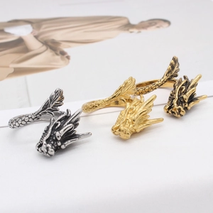 Retro Individual Titanium Steel Dragon Ring For Men Personality Punk Oriental Dragon Totem Jewelry Dragon Scale Band Ring