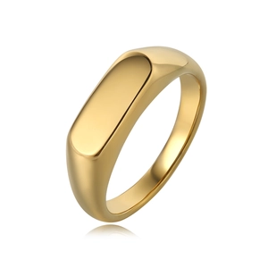 Bague Chevalière Minimaliste en Acier au Titane pour Femmes Hommes Haute Polissage Surface Plane Rectangulaire Mode Géométrique Unisexe Bague de Doigt