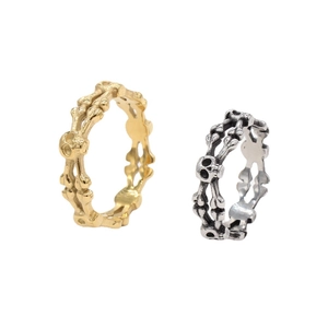 Retro punk gothic skeleton skull rings in gold and vintage silver finish for men and women