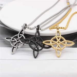 Vintage Witch's Knot Pendant Stainless Steel Celtic Knot Viking Necklace For Men Gothic Punk Mystical Jewelry Accessory Without Chain