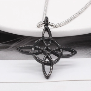 Vintage Viking Celtic Knot pendant necklace for men in black stainless steel finish