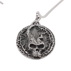 Vintage Gothic Skull Round Plaque Pendant Only Without Chain Titanium Steel Distressed Punk Style Jewelry For Men Boys Gift